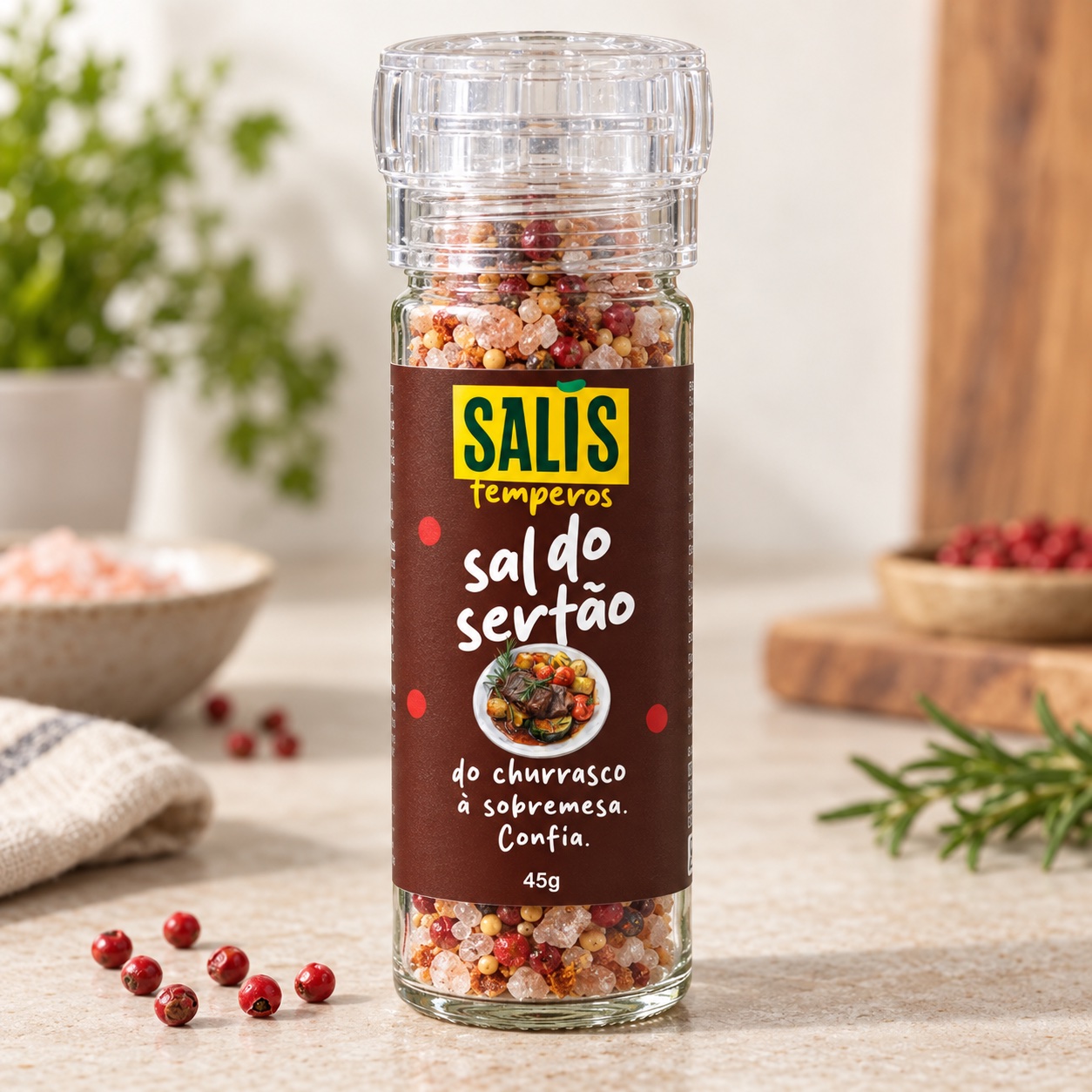Sal do Sertão com o rótulo marrom da Salis